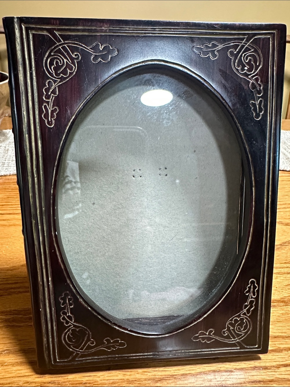 Hamlet Book Wooden Oval-Opening Picture Frame Shadow Box in Dark Brown